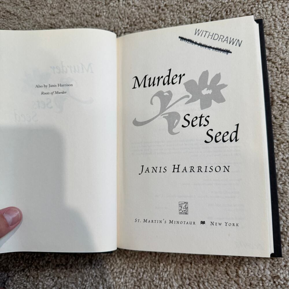 Murder Sets Seed by Janis Harrison Hardback Bretta Solomon Gardening Mysteries